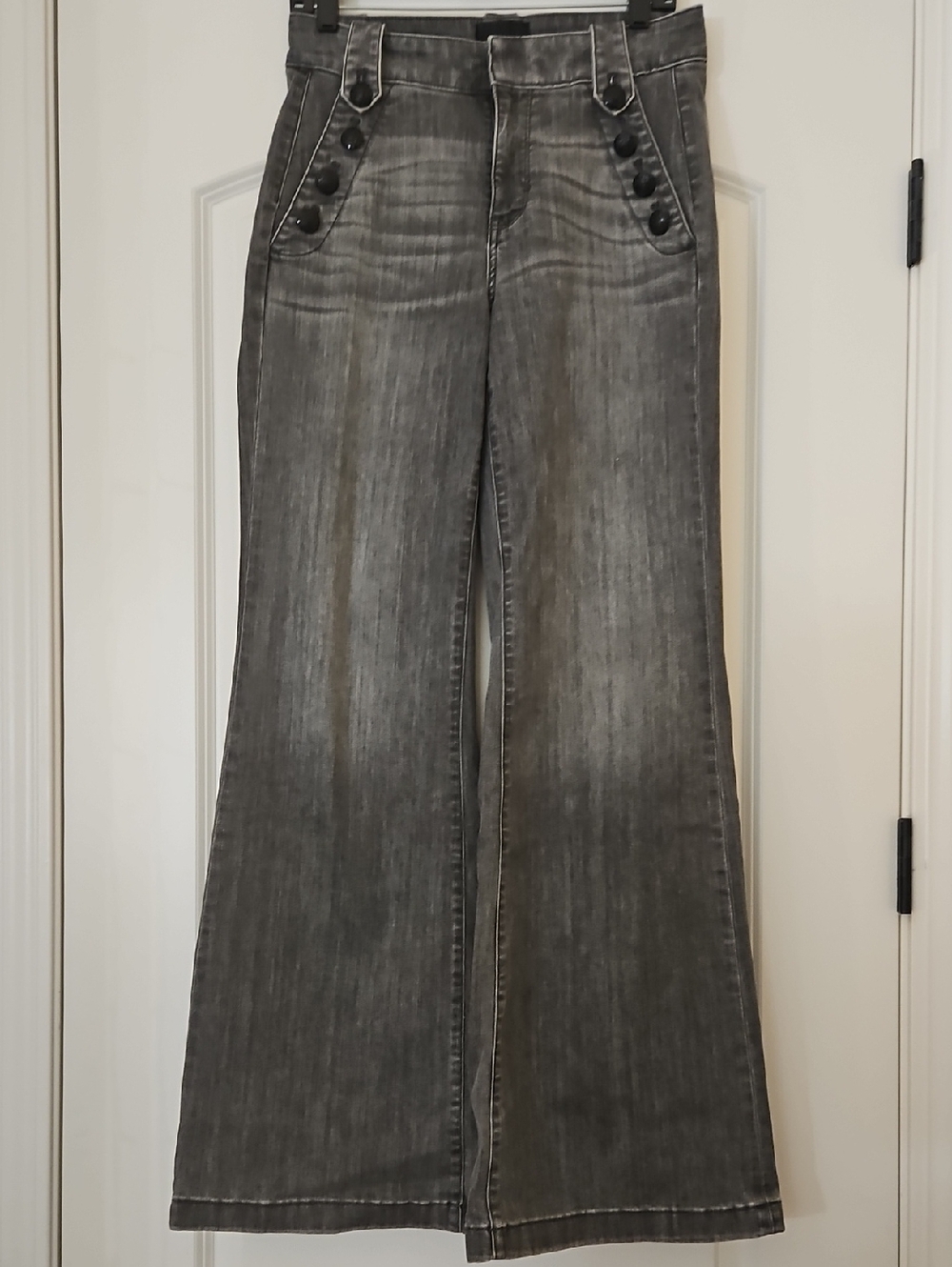 White House Black Market Gray Wide-Leg Sailor Jeans